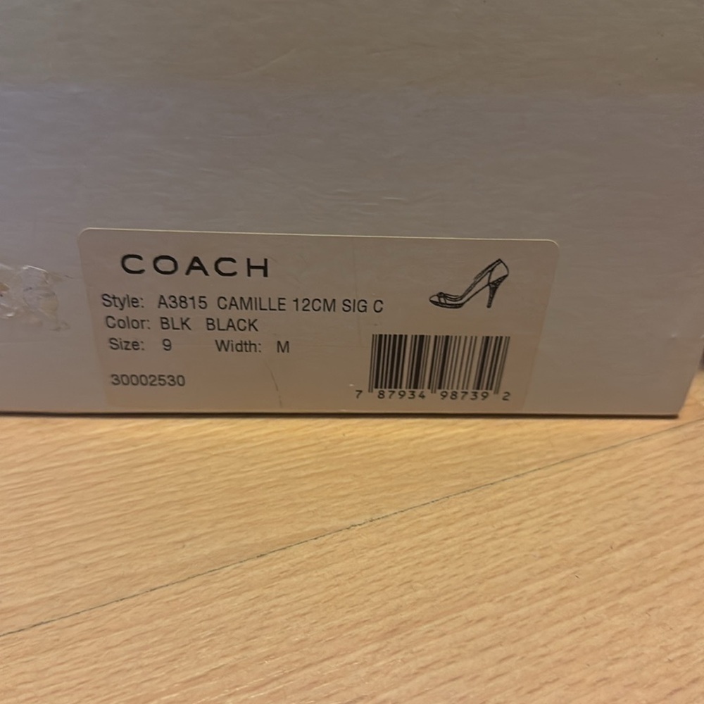 Coach Camille black leather and fabric size 9 heels in like new condition - Picture 4 of 9